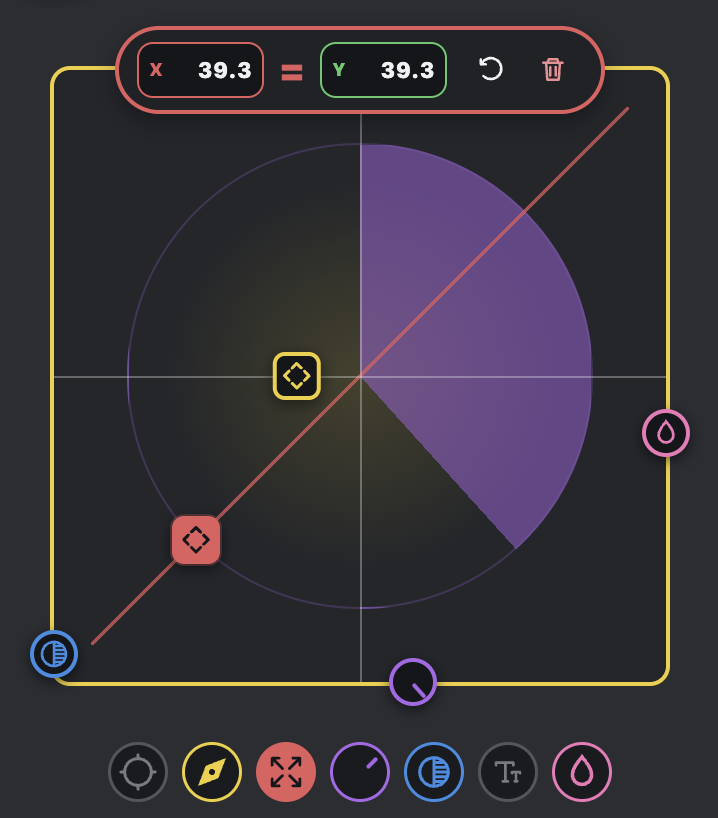 RiGlyph Control Deck with position, scale, rotation, opacity and blur controls